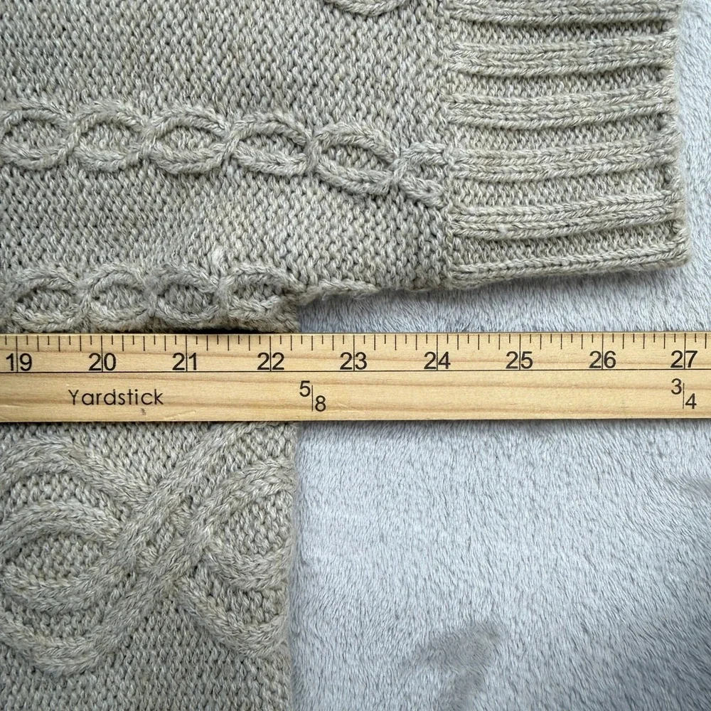 Coldwater Creek Cardigan Women's Large Beige Cable Knit Wool Blend Shawl Collar